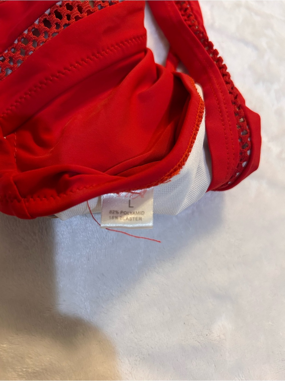 Deep V Red One-Piece Swimsuit with Decorative Waistband EUC - Picture 2 of 3
